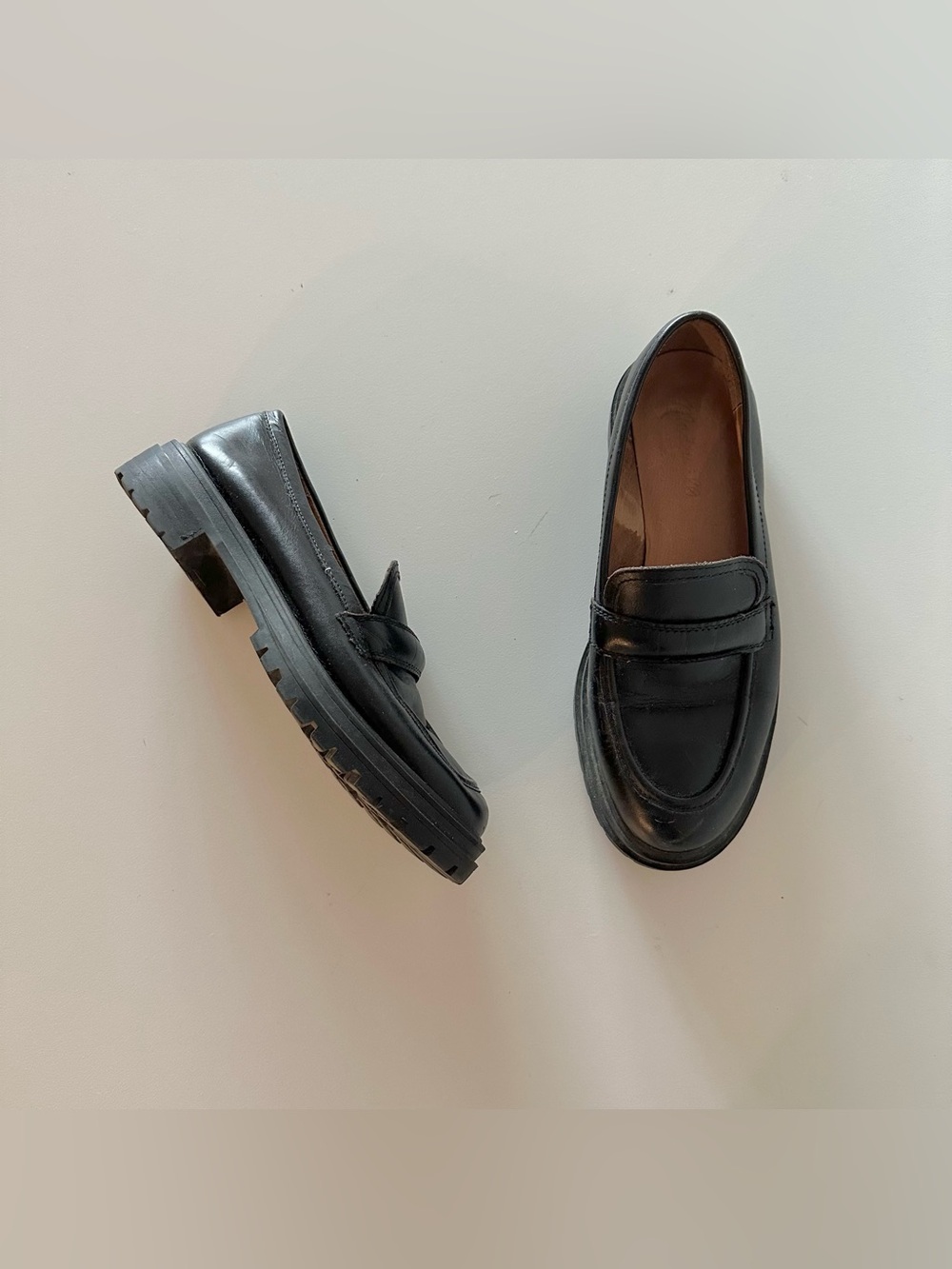 Madewell The Bradley Lugsole Black Leather Loafer Black 8 Chunky Preppy